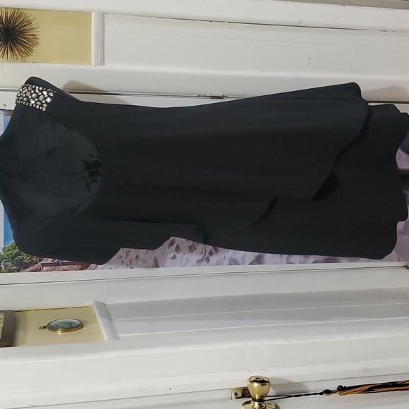 Besty Adam Womens Black Dress Asymmetrical Rhinestone Embellished Size: 10 - Picture 1 of 7